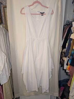 100% cotton white tie back dress